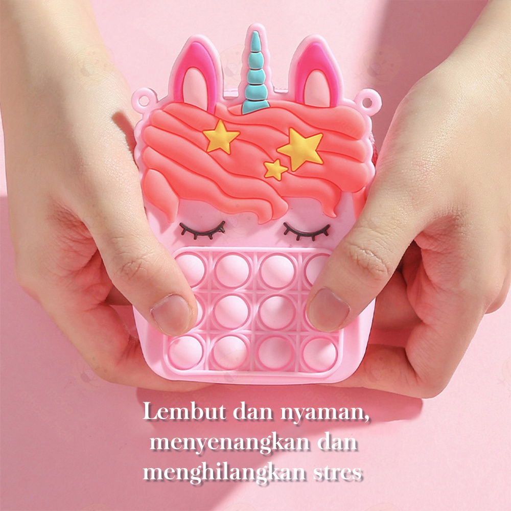 Lacoo Tas pop it anak Selempang karakter Push pop it jelly