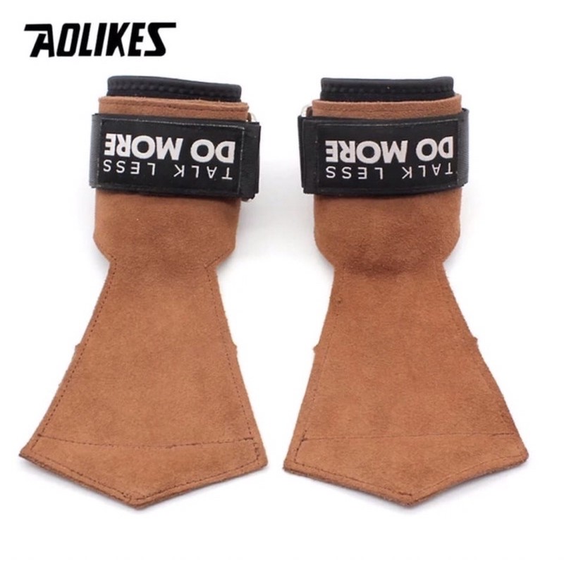 7632 AOLIKES LEATHER STRAP BROWN WRIST WRAP SUPPORT GRIP BAND GLOVE