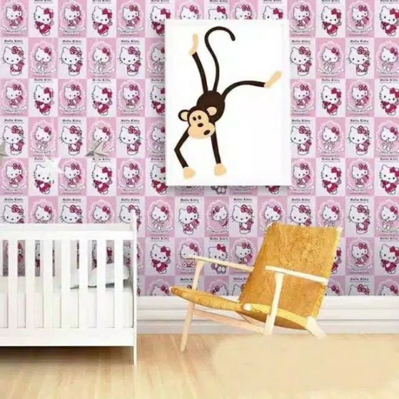 wallpaper stiker dinding murah hello kitty pink
