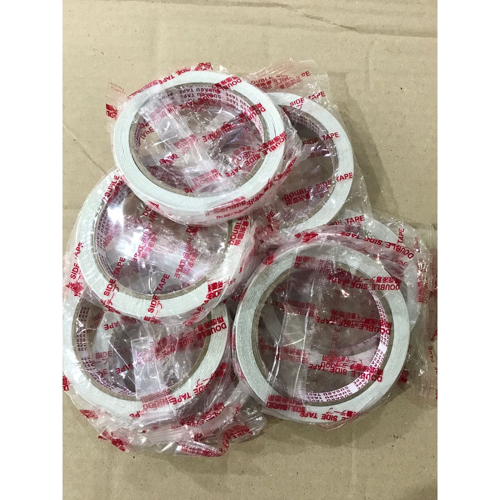 DOUBLE TAPE KERTAS 1/2 Inch ( 11 mm x 8 Meter) KUALITAS BAGUS