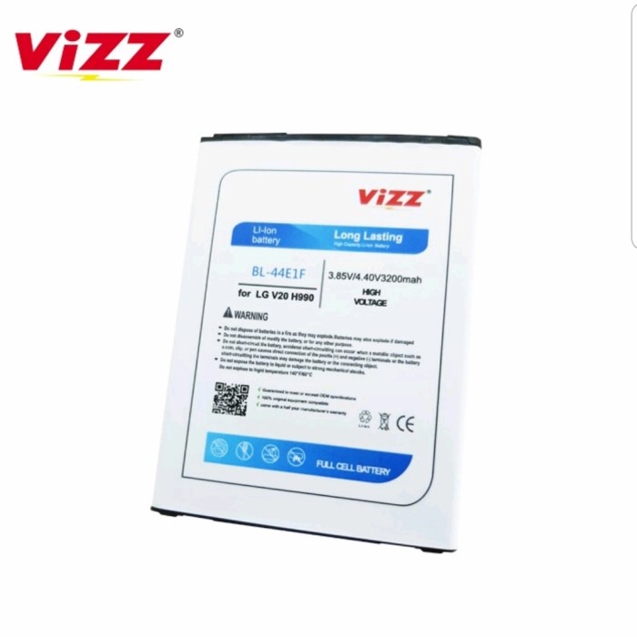 Baterai Vizz LG V20 BL-44E1F H990 Original