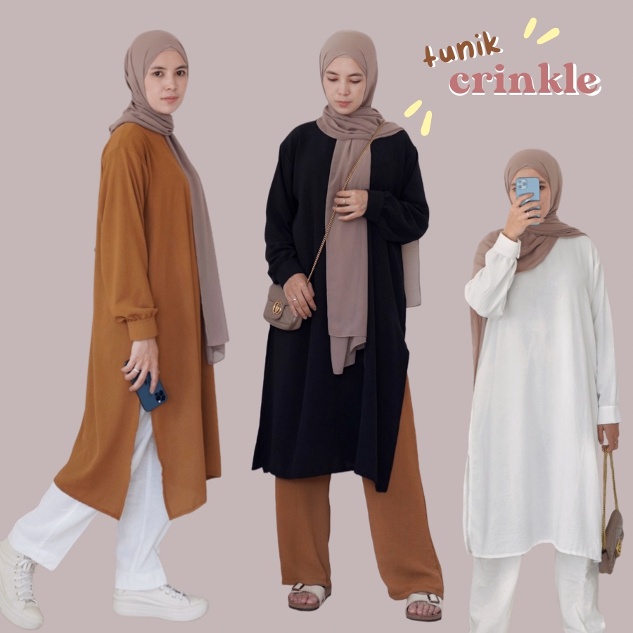 TUNIK CRINKLE LD 120/ LONG TUNIK BUSUI DAN NON BUSUI/ TUNIK CRINKLE AIRFLOW