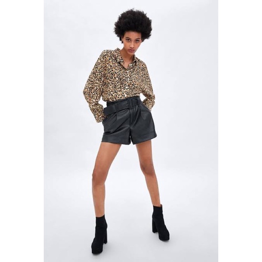 Zara Leopard Print Cropped Shirt