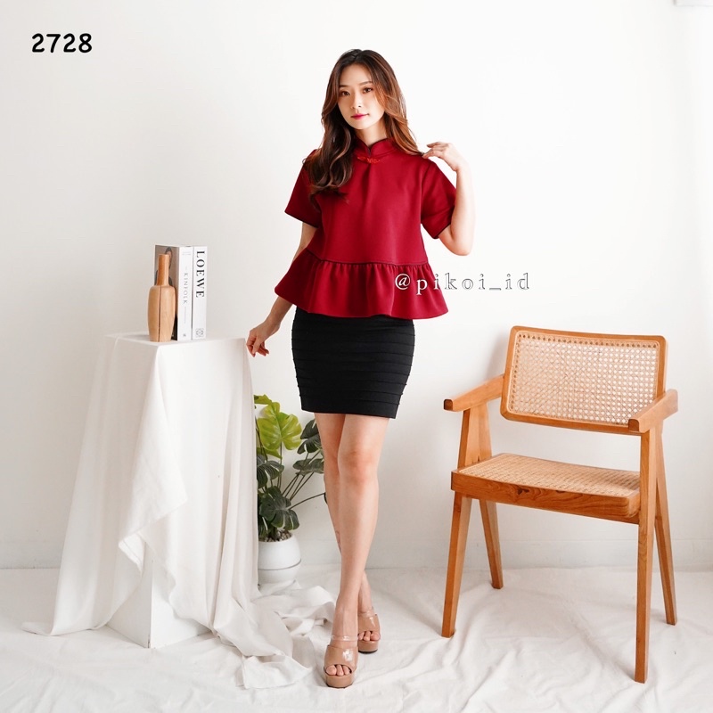 Baju cheongsam murah / baju qipao / atasan merah / baju imlek wanita murah / blouse mera cantik 2189