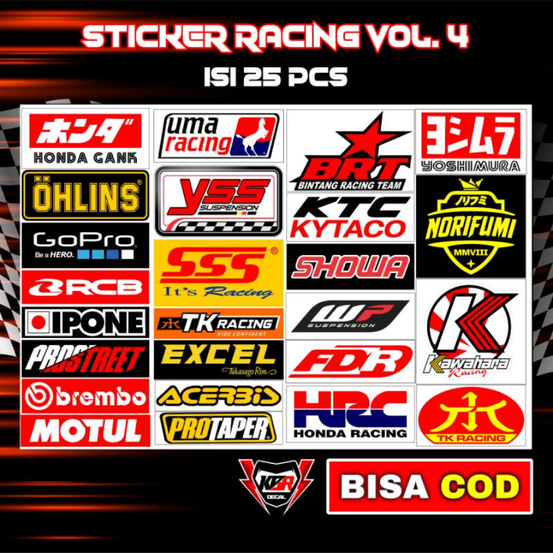 Stiker Racing pack isi 13 15 25 27 Stiker Sponsor Stiker Helm Stiker Motor Sticker Motor