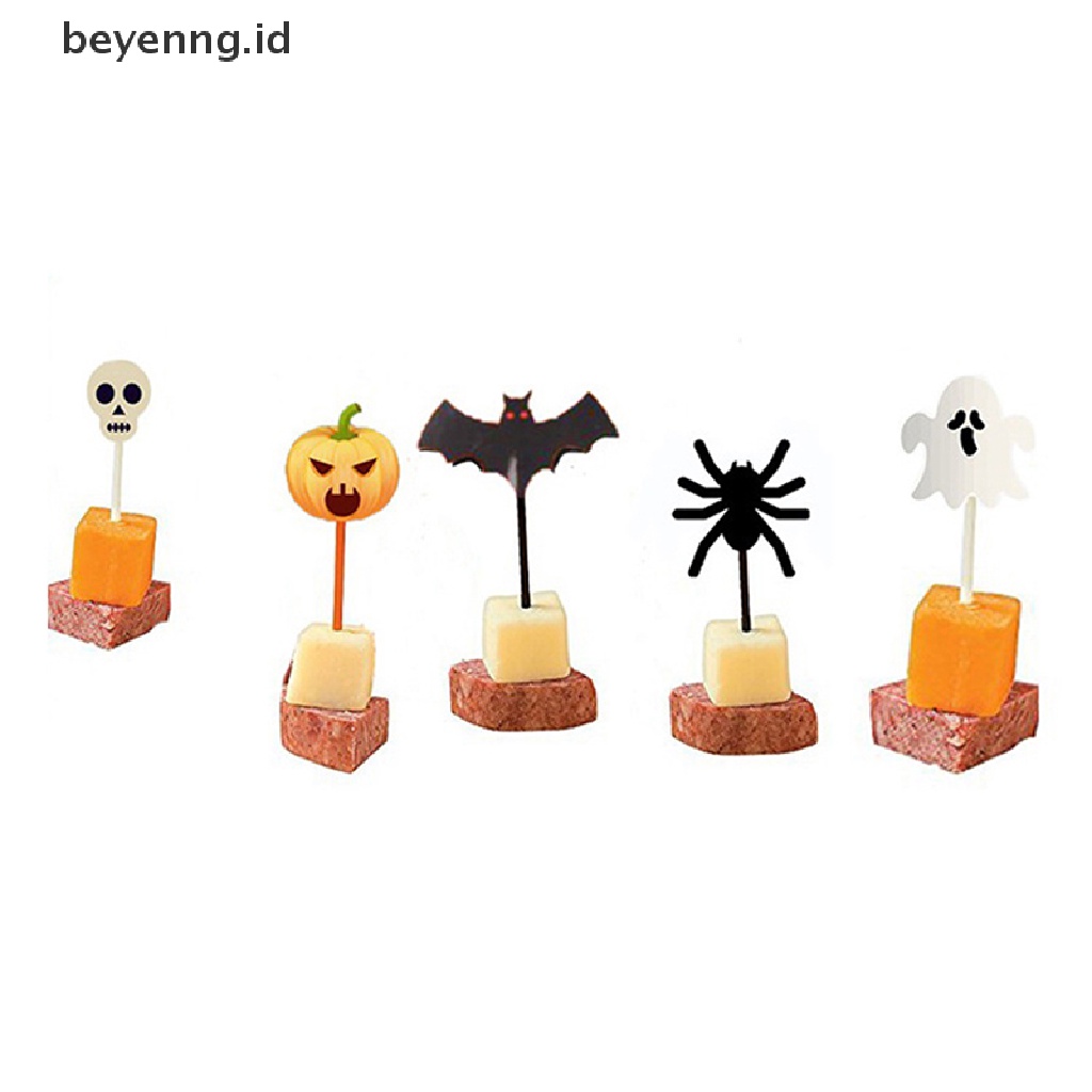 Beyen 10Pcs Tusuk Gigi Mini Desain Kartun Buahbuahan Tema Halloween Untuk Anak