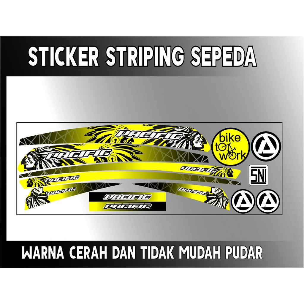 STIKER SEPEDA VARIASI STRIPING MOTIF STRIPING BIKE LIPAT PACIFIC STILE