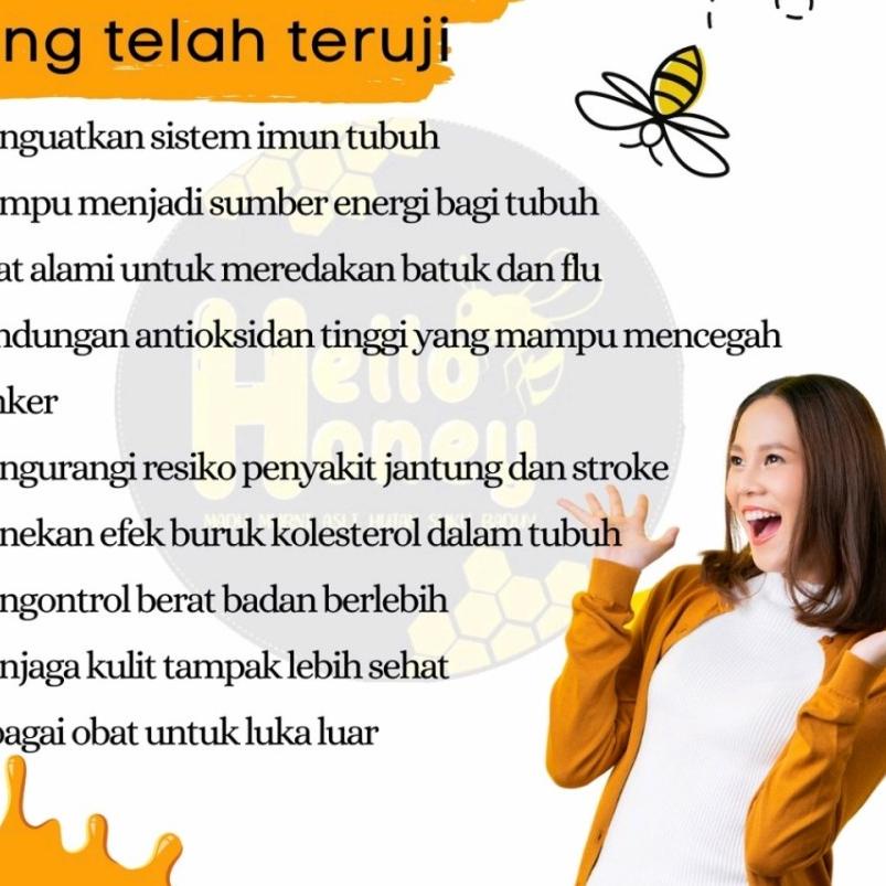 

7o2Nc--Madu Hello Honey (Manis) 1000 Gram BPOM Halal - Madu Uray Khas Badui Asli Original 100% l Natural Raw Honey