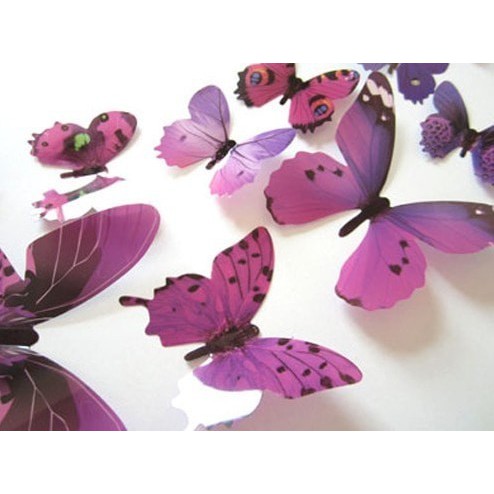 3D Butterfly Wall Sticker - Stiker Dinding Kupu-kupu Warna Soft 12pcs