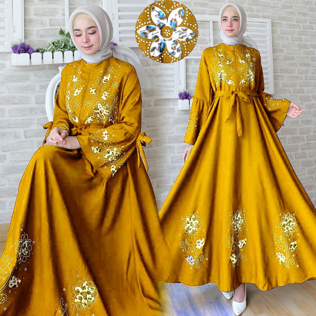 HOPYLOVY - Gamis Baloteli Maxi Dress Mote Wanita Flower