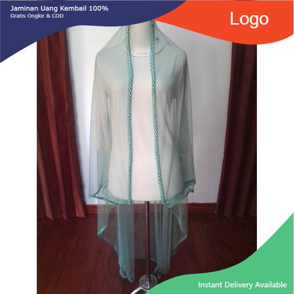 SELAYER PENGANTIN VAILE JILBAB PENGANTIN MUSLIM HIJAU WARDAH/Slayer akad/Slayer veil mutiara/Slayer 