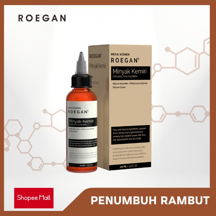 ROEGAN Minyak Kemiri - Penumbuh Rambut Penghitam Uban Alami