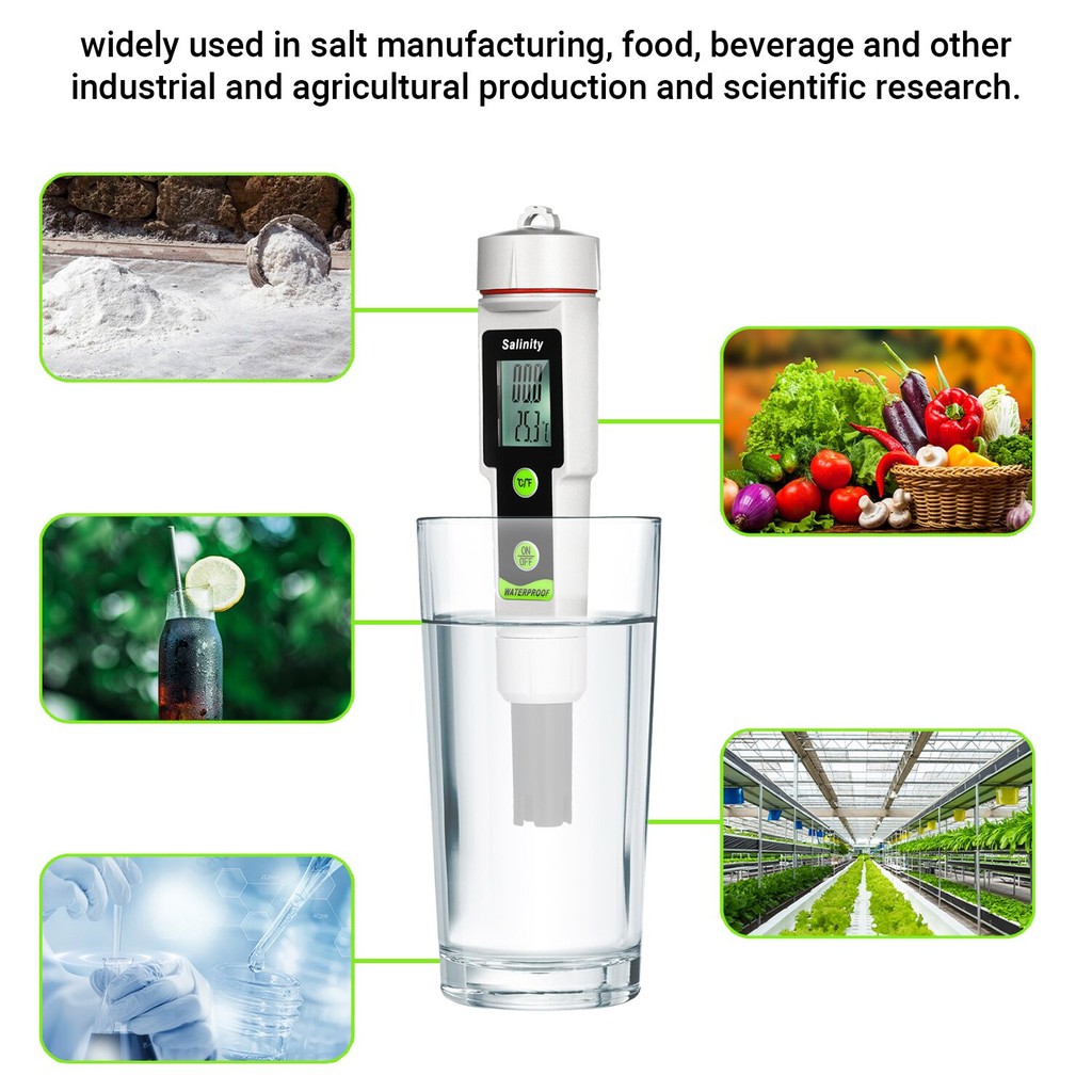 Salinometer Salinity Meter Test Pen 2in1 Salinity and Temperature 0~199.9ppt Digital