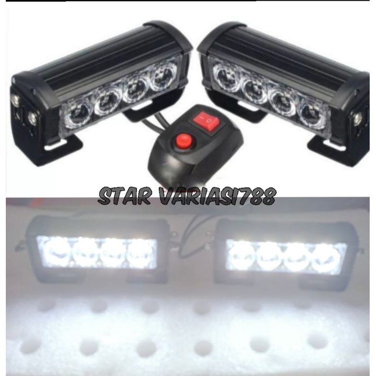 Lampu led flash running 4×2 4 mata 8 mode senja saklar switch on off motor mobil