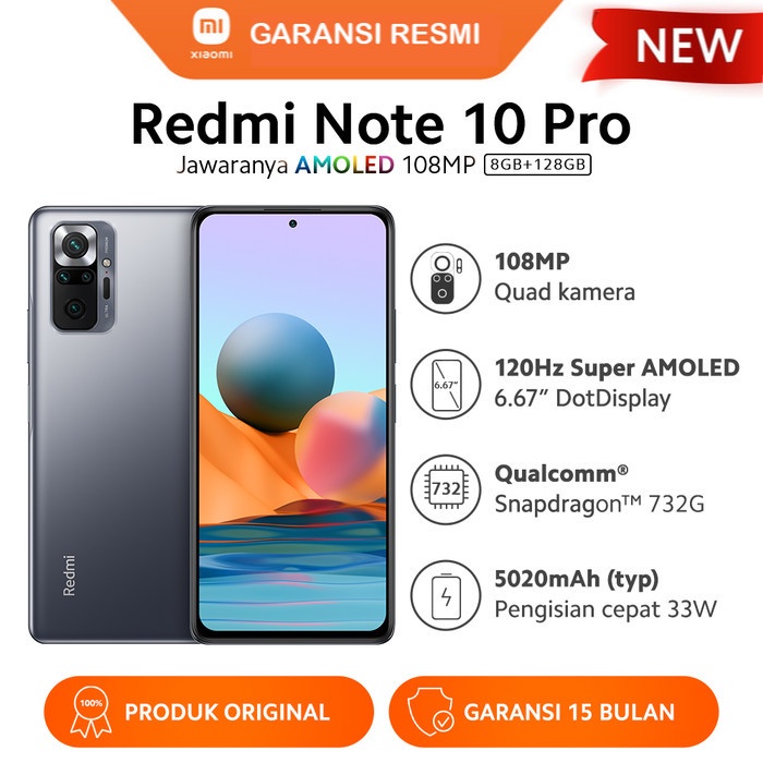 HANDPHONE XIAOMI REDMI NOTE 10 PRO 8/128 / HP XIAO MI NOTE 10PRO 8+128 GARANSI RESMI