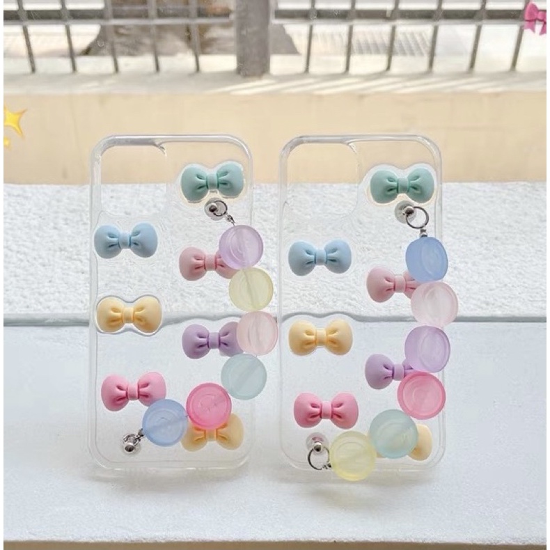 Transparan Colorful Bow Softcase iphone 7/8+ XS XS Max XR 11 Pro Max 12 Pro Max