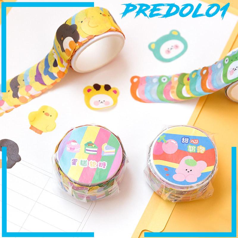 (Predolo1) 5 Rol / Set Stiker Kertas / Selotip Washi Motif Kartun Lucu Untuk Dekorasi Kartu / Scrapbook Diy