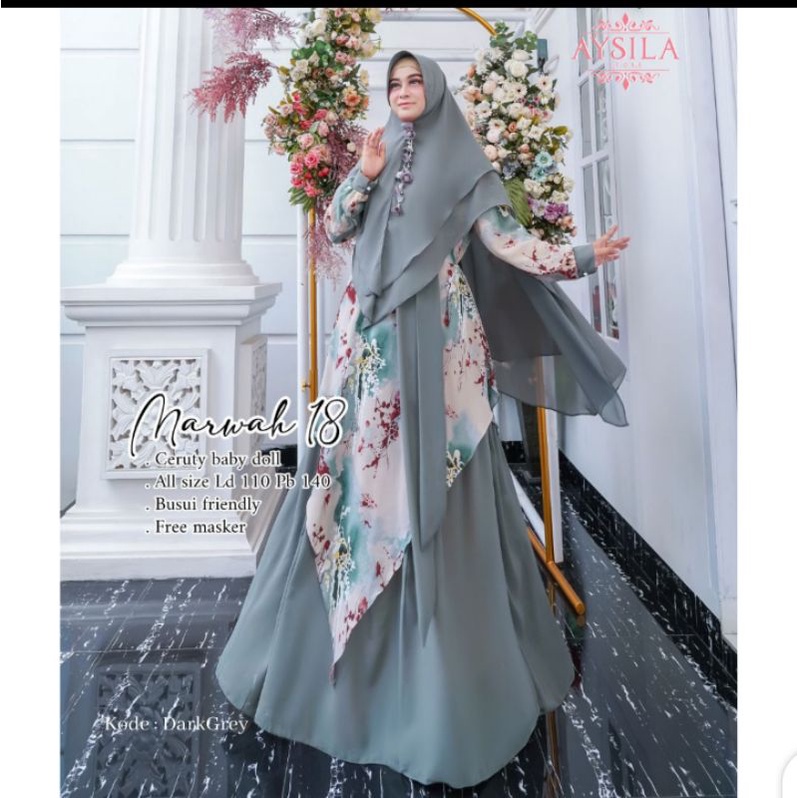 Free masker couple ibu dan anak gamis syari couple mom and kid gamis free masker Couple Marwah