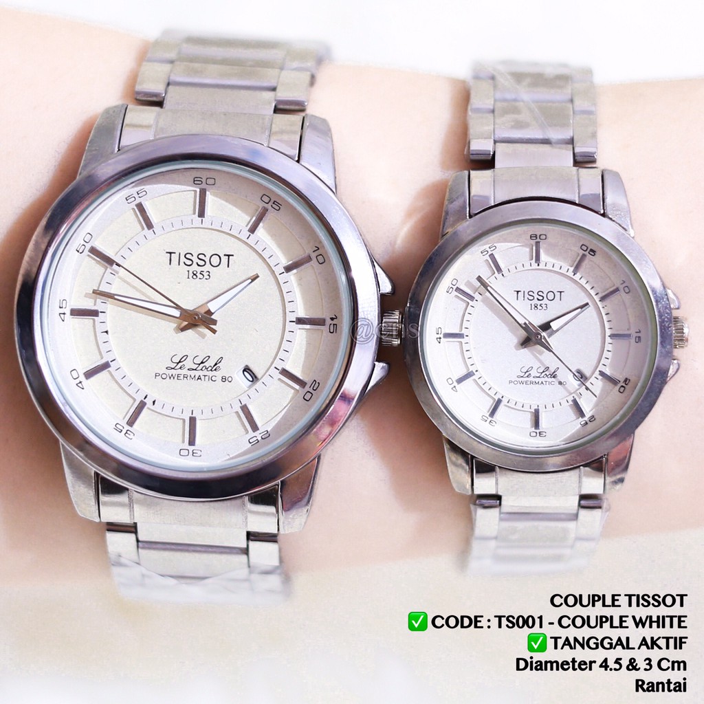 Jam tangan Couple rantai stainless tanggal aktif fashion cewek cowok pasangan TS001