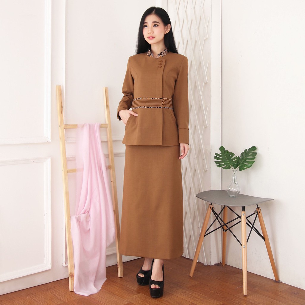 BLAZER WANITA B&amp;V LYNELLE / Seragam PNS / Baju PDH PNS Wanita / Baju Dinas Pemda Wanita / Baju Khaki PNS Wanita / Seragam ASN Wanita / Baju Guru Wanita - 7007 PEMDA ACEH / ABU TUA / HITAM