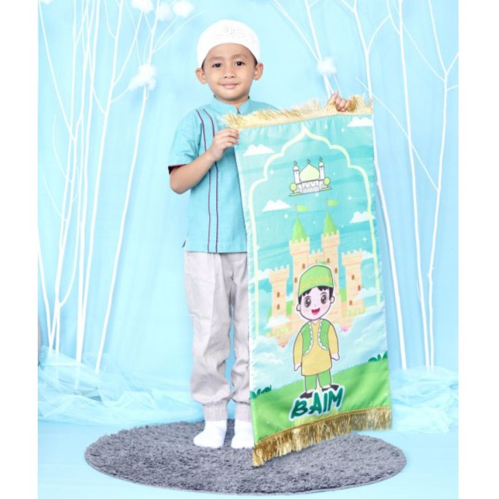Afsheenastore Sajadah Custom Nama Sajadah Karakter Anak motif laki-laki dan perempuan