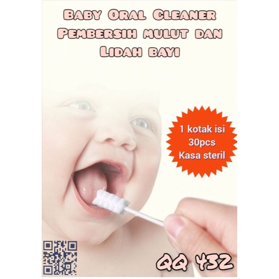 Baby Oral Cleaner Baby isi 30pcs Pembersih mulut dan lidah bayi kasa steril sekali pakai sikat gigi