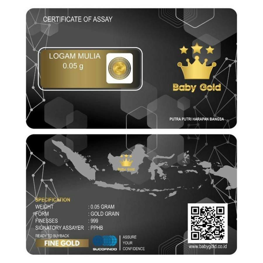 Microgram/Baby Gold 0,001 Gram Emas Mini Logam Mulia 24 Karat Jaminan Asli