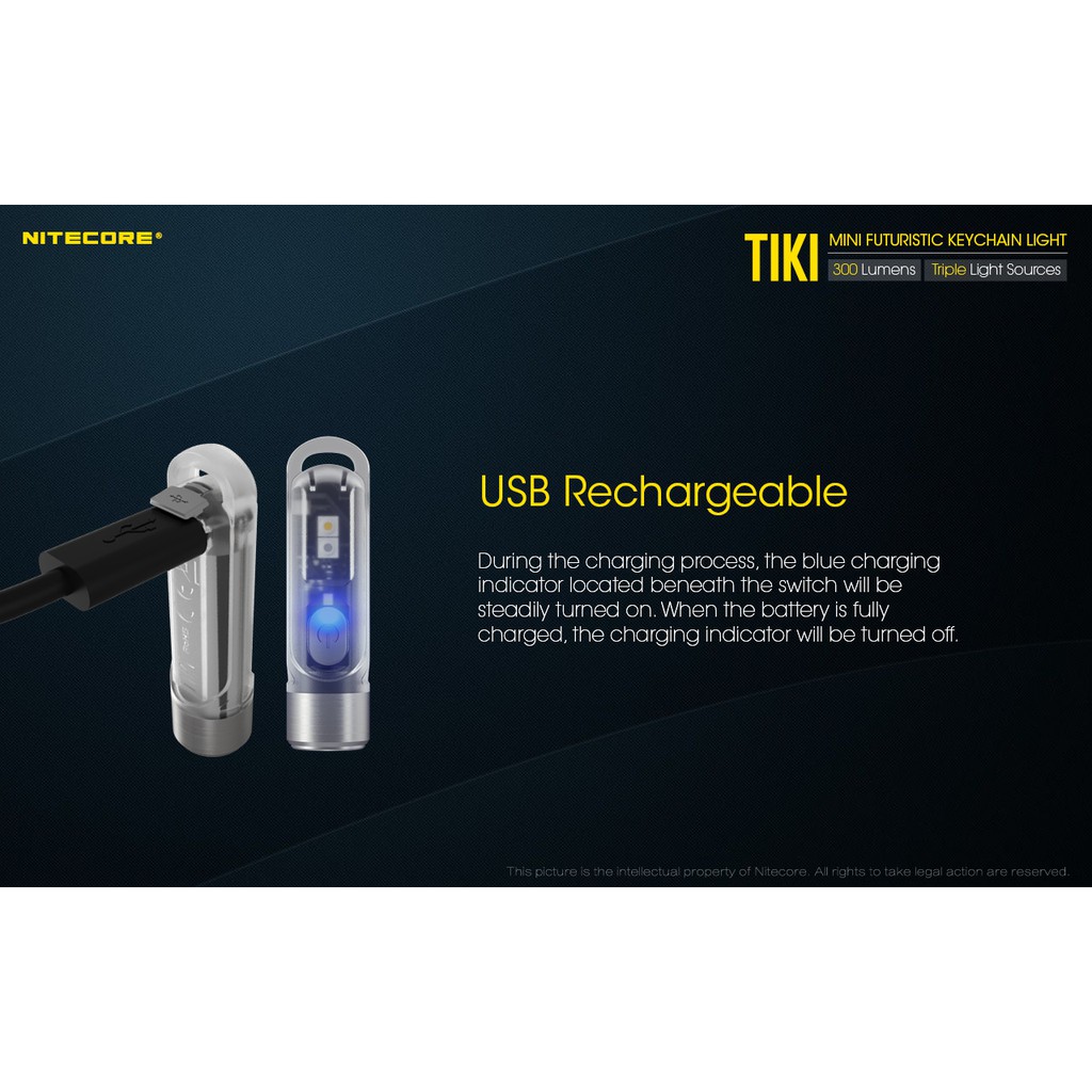 Senter Nitecore TIKI Mini LED OSRAM P8 300 Lumens plus UV untuk cek uang palsu