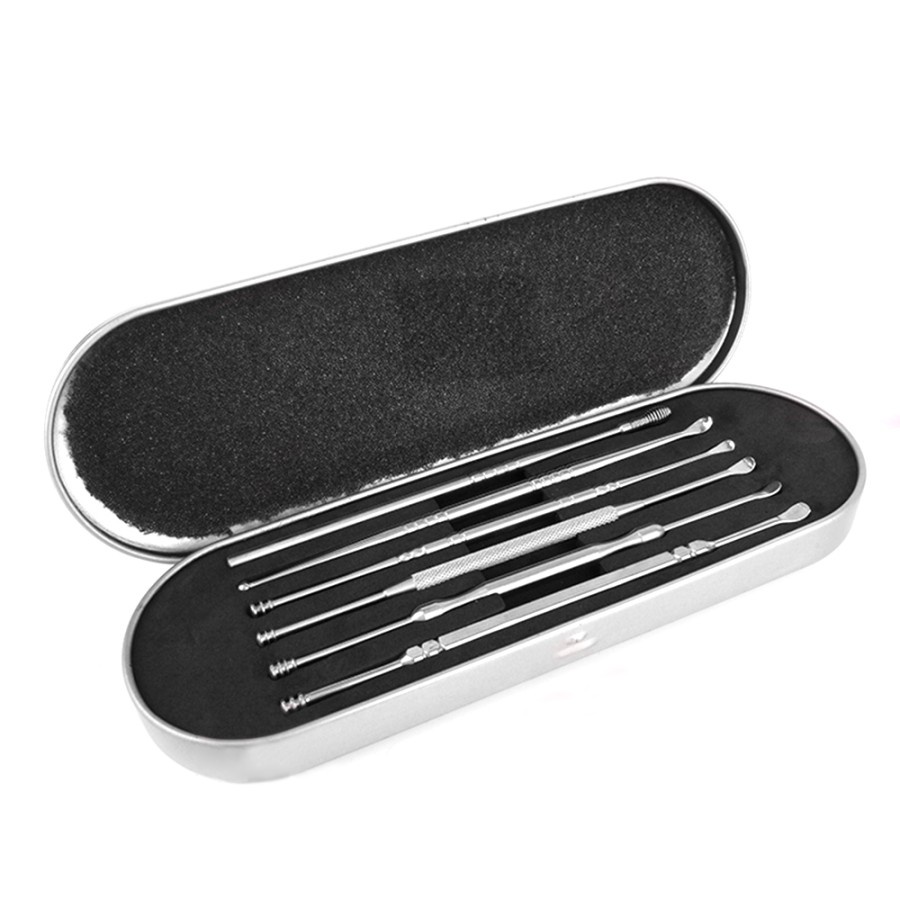 Pembersih Telinga Korek Kuping Ear Wax Picker Stainless 1 Set Isi 6