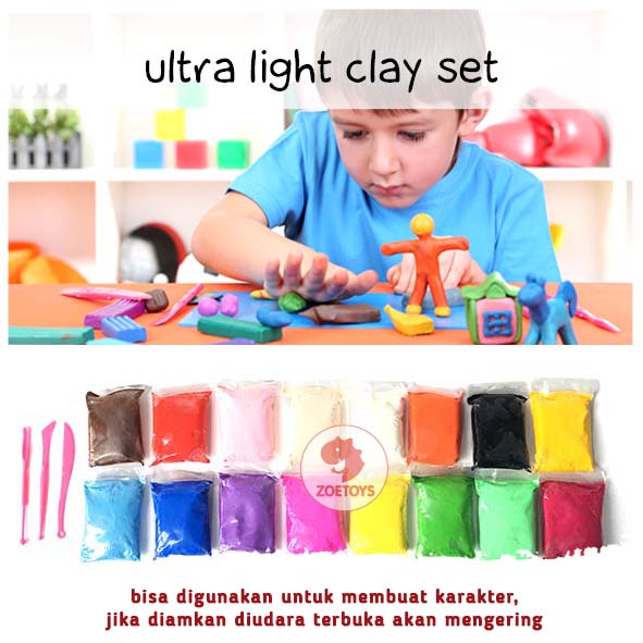 Zoetoys Ultra Light Clay ( Set )| Lilin Cetak Tanah Liat Modelling Soft Clay | Mainan Edukasi Anak