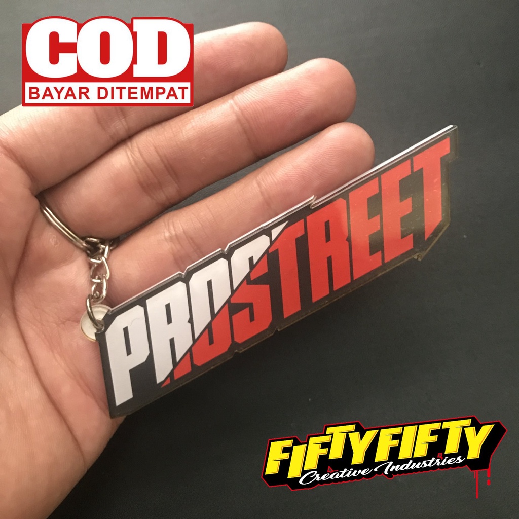 Gantungan kunci Motor Mobil Akrilik PROSTREET MERAH Tebal 4mm Gantungan Kunci Acrylic Racing Brand Distro