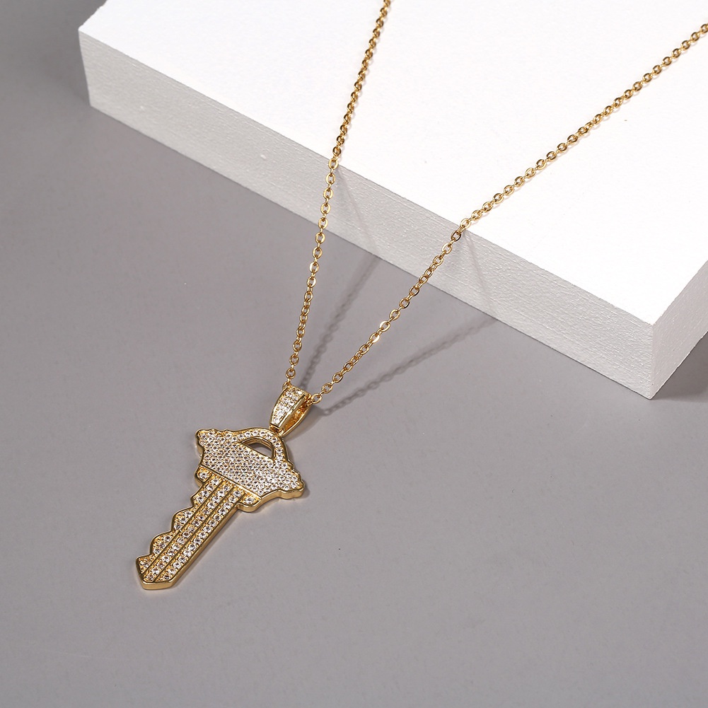 Baru Eropa hip hop kalung kunci penuh diamond ornamen