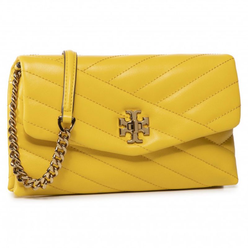 Tas Tory Burch Kira Chevron Chain Wallet Limone New Original