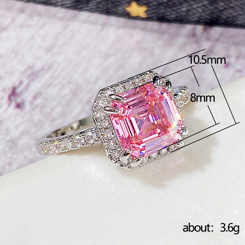 Cincin Pertunangan Desain Kunci Rendah Warna Pink Gaya Simple Dan Elegan Untuk Wanita