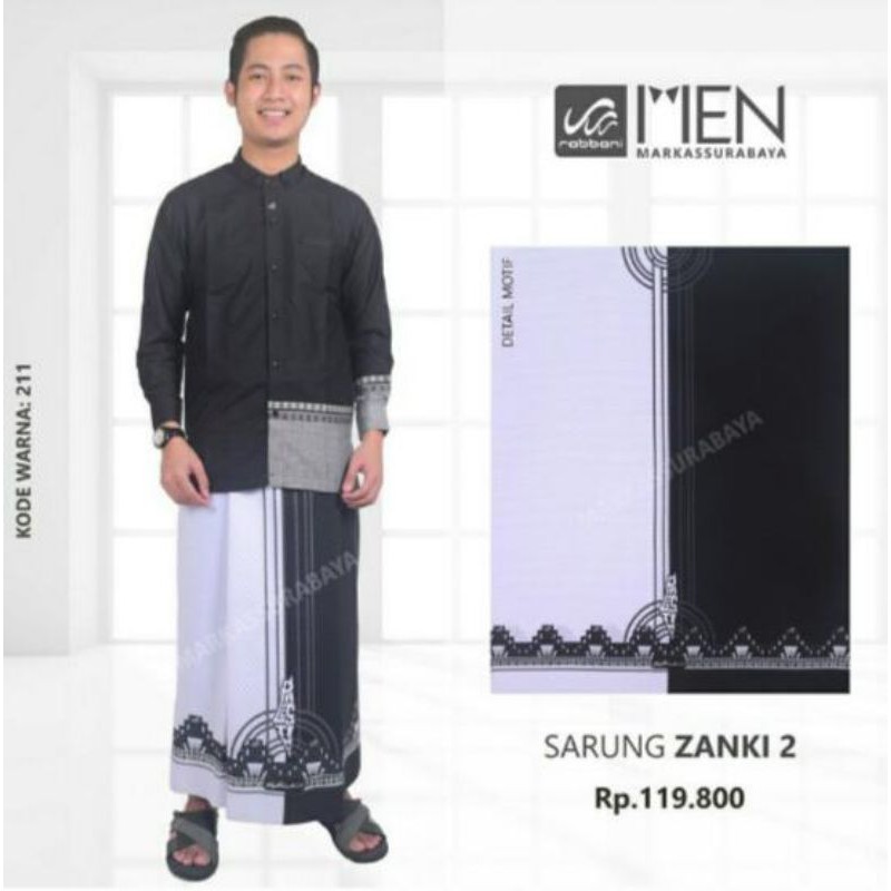 Sarung Pallestine Rabbani Zanki 2 hitam putih