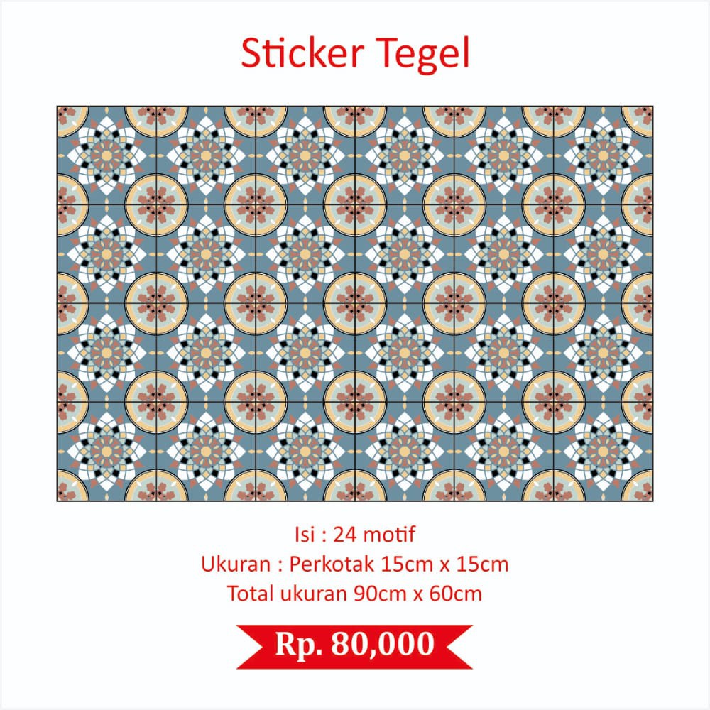 STIKER TEGEL / STIKER LANTAI / KERAMIK UKURAN 90x60 BARIS 4
