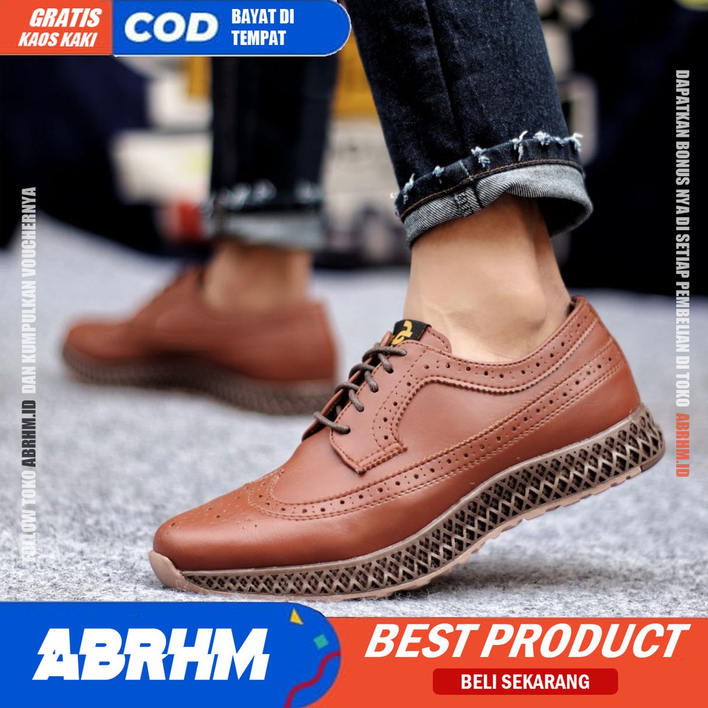 ABRHM x JHON Sepatu Casual Pria Sepatu Kasual Pria Kulit Pu Kerja Sepatu Pria Casual Original Sepatu Semi Formal Kuliah Kondangan Gaya keren Kekinian Murah Terlaris