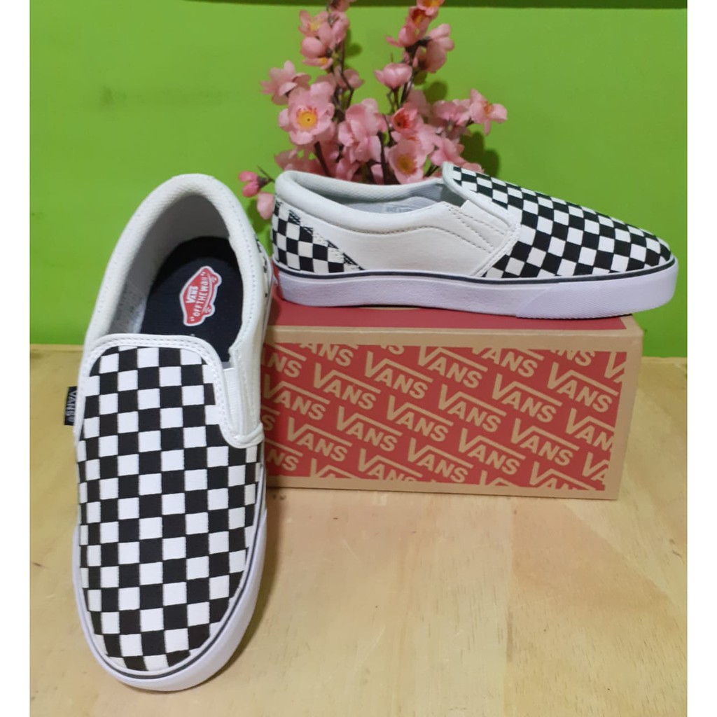 100% PREMIUM Sepatu Vans_ Slip On Slipon OG Checkerboard Catur Thrasher Fear