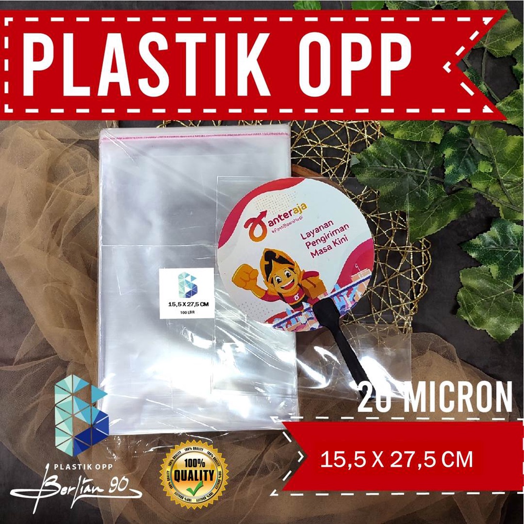

15,5X27,5 CM PLASTIK OPP (SEAL/LEM) TEBAL 20 MIC ASLI / PLASTIK KEMASAN SOUVENIR / AKSESORIS