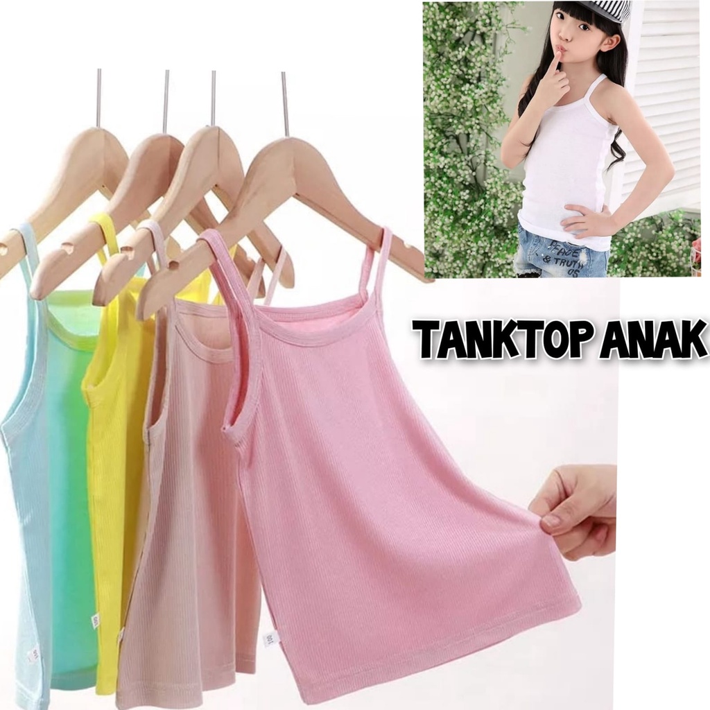 Tanktop Tali Kecil Anak Cewek Bahan Adem Warna Polos Kaos Dalaman Anak Perempuan All Size / Tentop Anak Wanita Cocok Untuk 3-6 Tahun