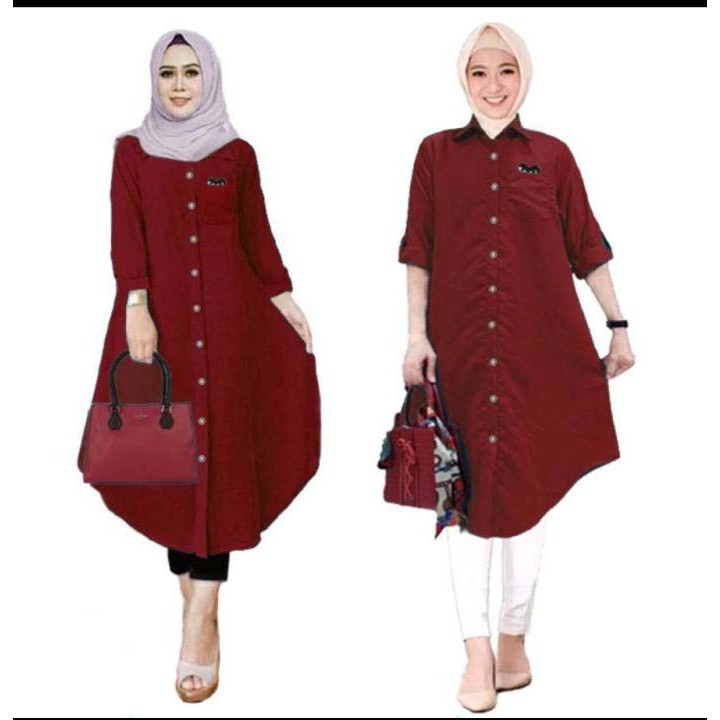 LVB Baju Atasan Tunik Wanita LONG TUNIC POCKET PLY / Tunik Panjang uk. L - XL - XXL / 17656 17659