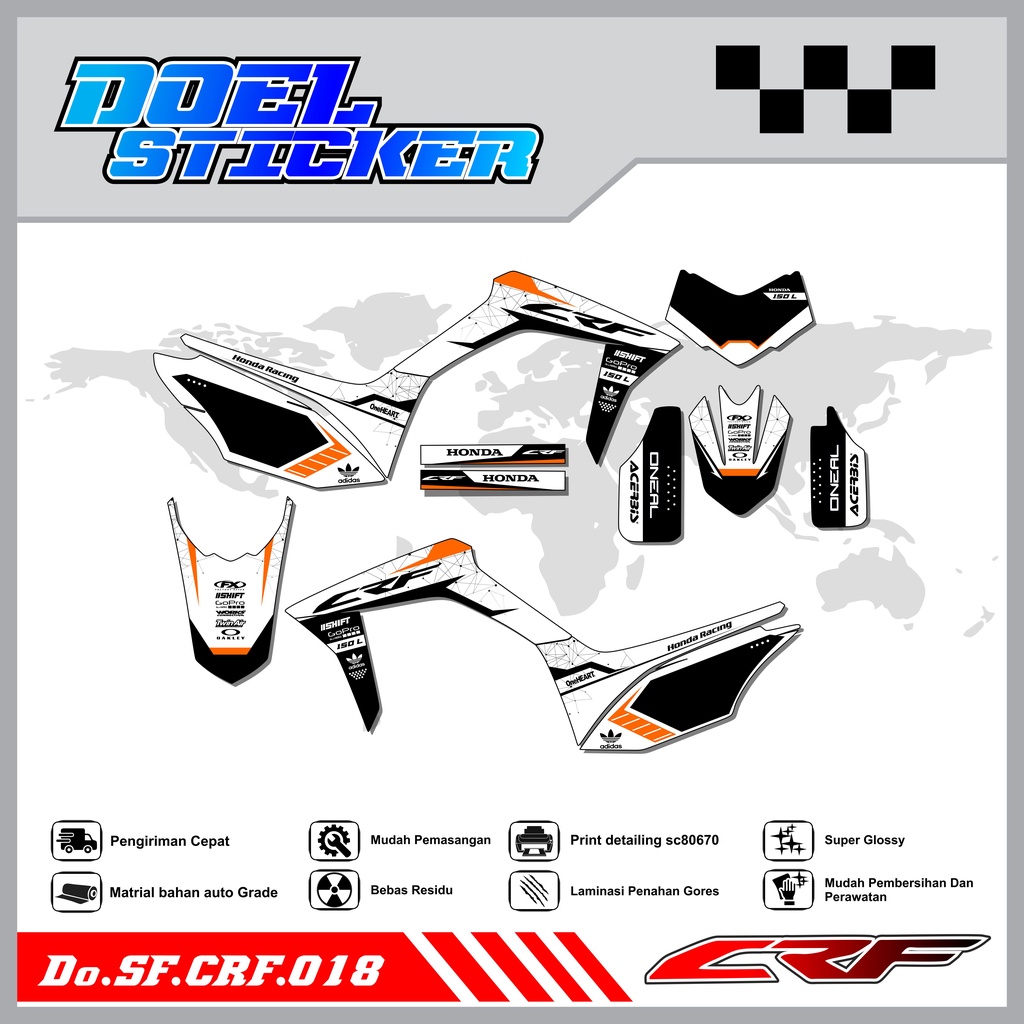 Sticker Striping Semifull CRF 150L List Variasi Hologram Pelangi,Crome Doel  018