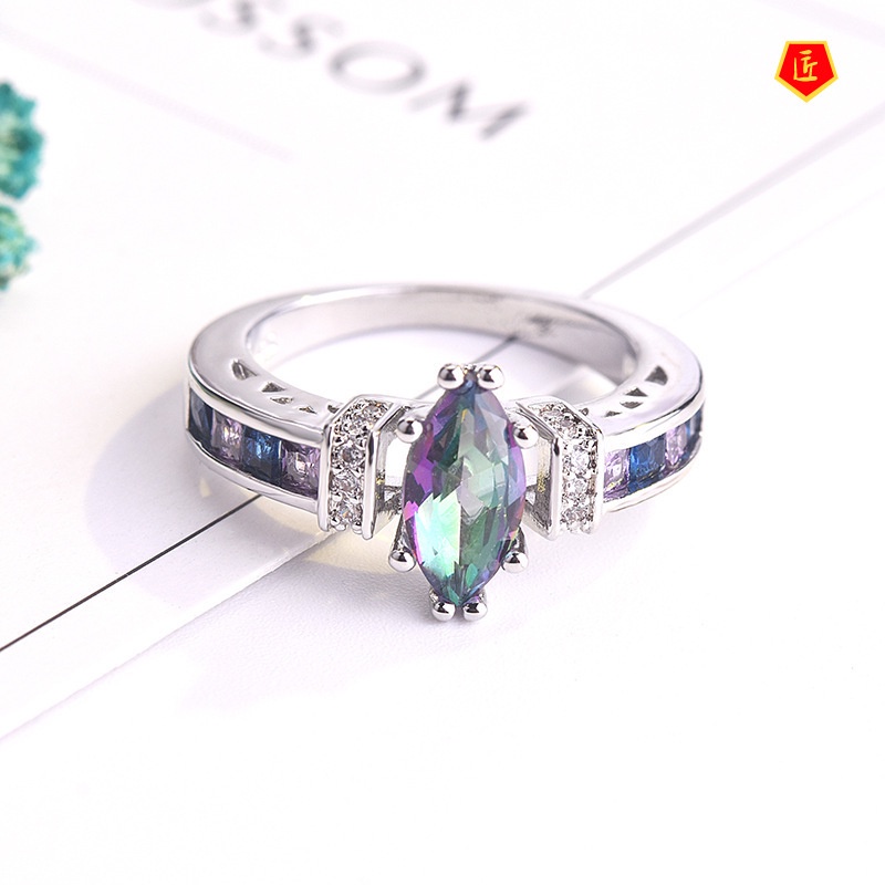 [Ready Stock]Simple Stylish Colorful Gem Amethyst Ring