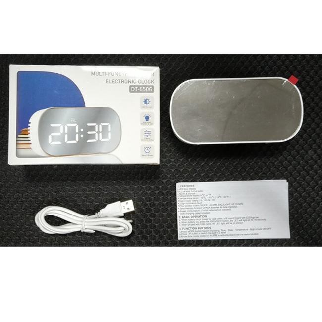 Wny Jam Meja Digital Alarm LED Mirror Clock DT-6506 YBC W