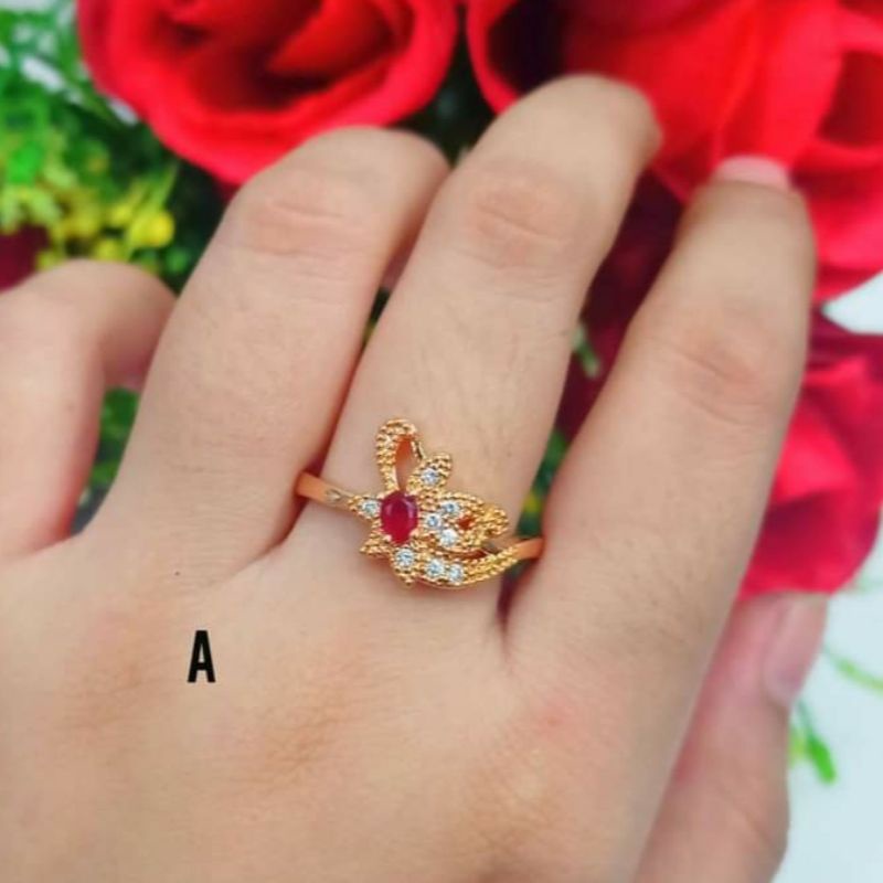 Cincin Dewasa Permata kombinasi warna gold perhiasan remaja modern (COD)