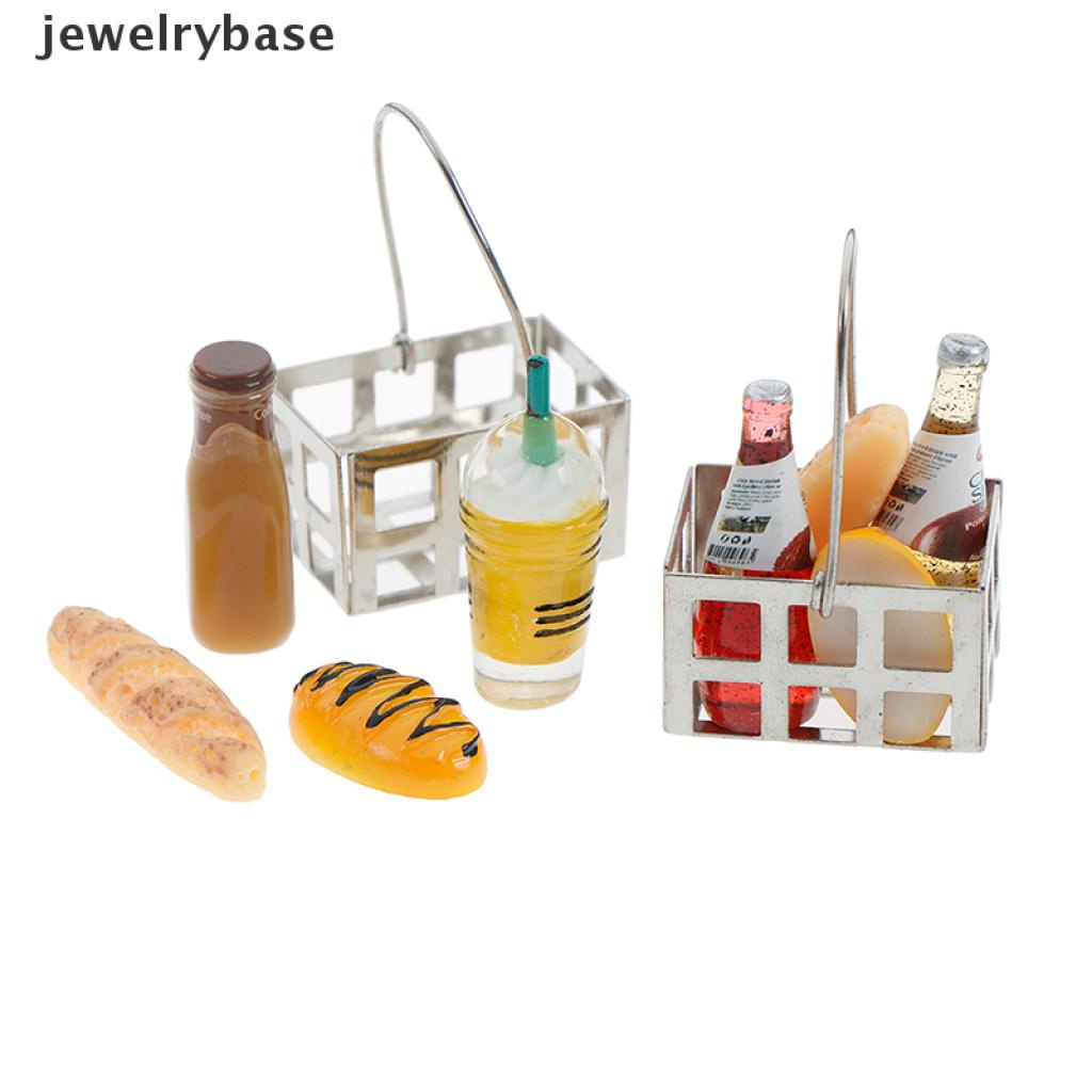 Base set Miniatur Keranjang Roti + Botol Minum Skala 1: 12 Untuk Aksesoris Rumah Boneka