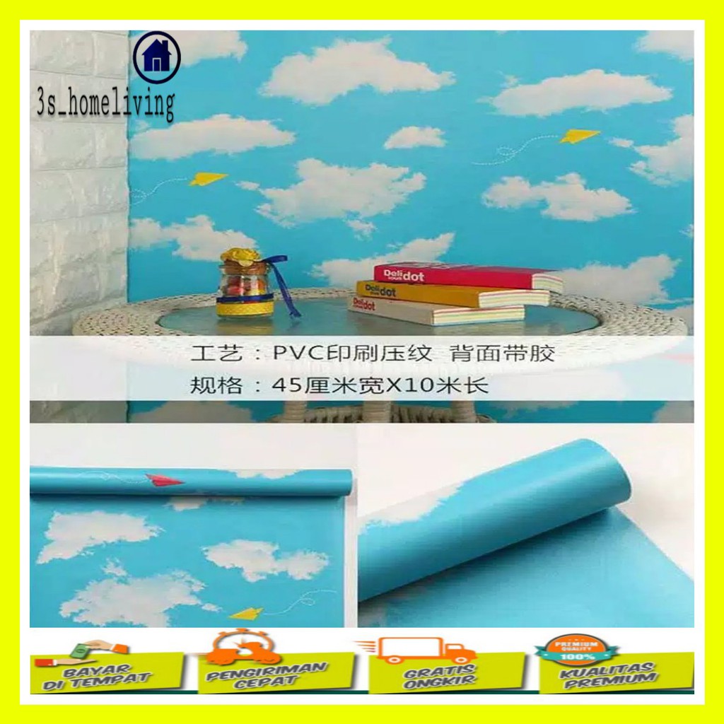 (COD) Wallpaper Dinding Awan Biru Muda / Wallpaper / Wallpaper Awan  900