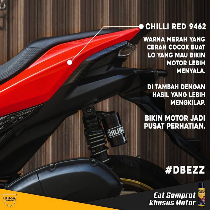 Pilok Merah Cabe Chilli Red 9462 Diton Premium Cat Semprot Sepeda Motor Mobil Velg Rangka Perkakas