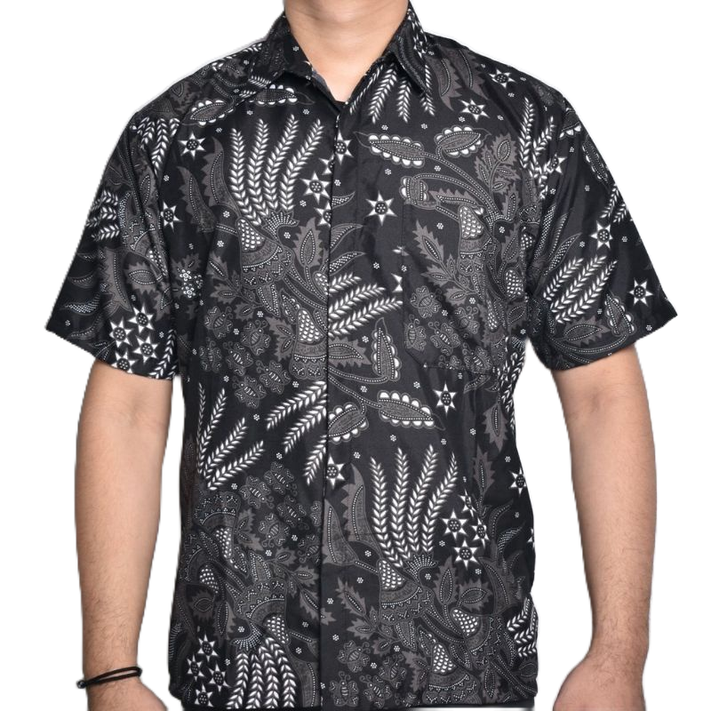 Batik Pria Lengan Pendek HRB026 BSWART Kenongo Hem Padi Pekalongan M L XL XXL