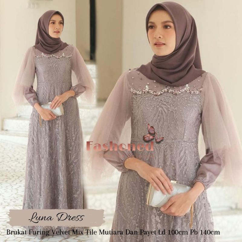 Luna Dress Brukat Muslim Jumbo XXXL Ld 120CM Ld 110CM Ld 100CM Brokat Lucia Dress Calista Maxi Premium Kondangan Kekinian Terbaru Lebaran Grosir Dres Pesta Tunagan Lamaran Pernikahan Resepsi Wisuda Seragaman Baju Lebaran Gaun Pesta Murah Konveksi Sage